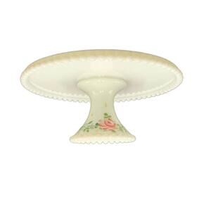 Hand Painted Candlewick Milk Glass Cake Stand that Rotates